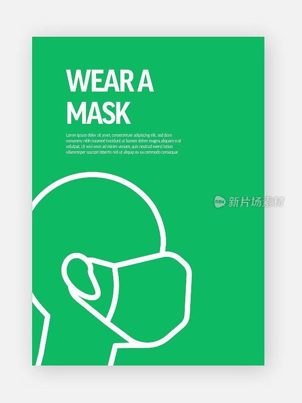 Wear A Mask Concept Template Layout Design. Modern Brochure, Book Cover, Flyer Design Template
